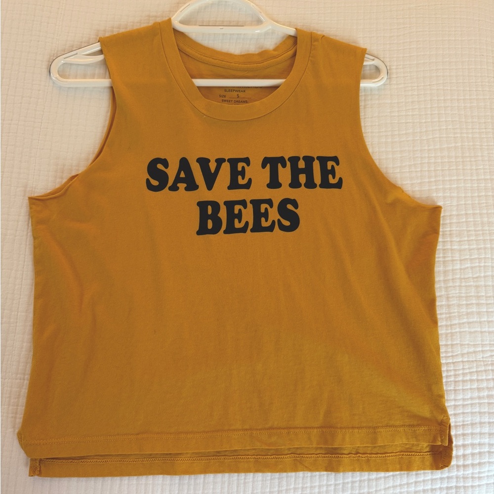 “SAVE THE BEES” CROPPED TANK — size M — sleepwear